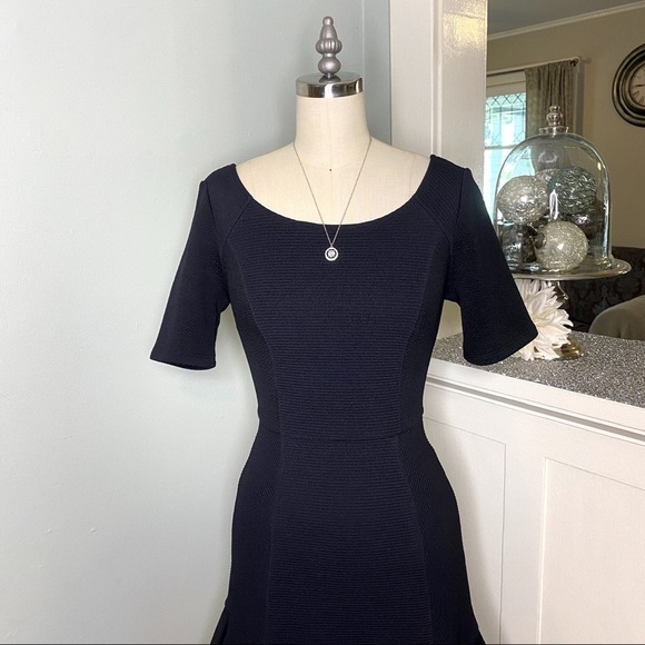 Anthropologie Black Flounce Hem Fit & Flare Dress XS 2 - Picture 3 of 9